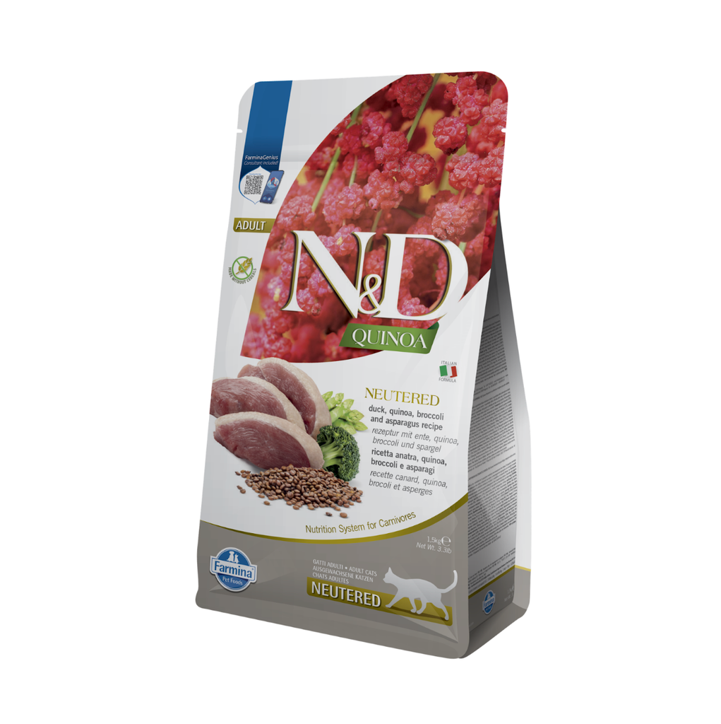 [15835_28342] Quinoa chat Canard & Brocolis (Chat stérilisé) (1.5 kg) - Farmina