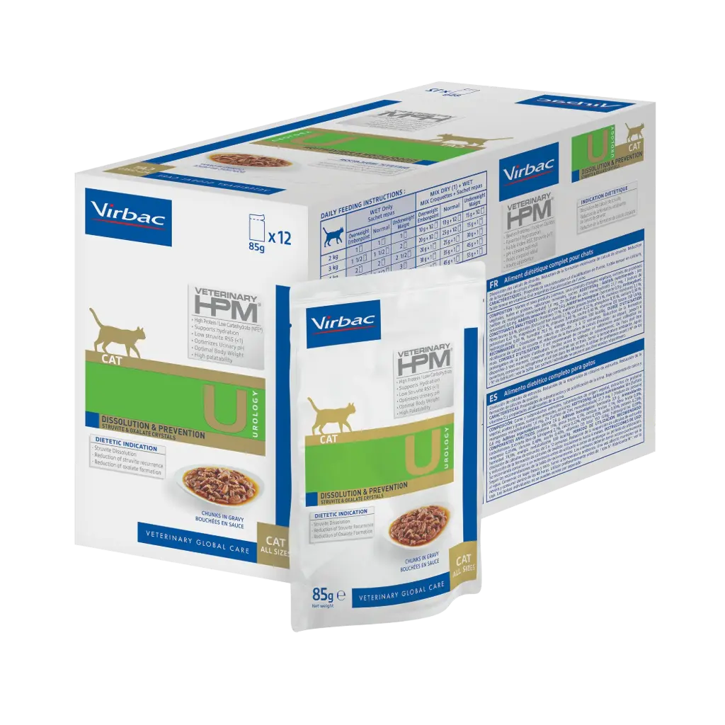 Vet HPM Wet Cat Urology Dissolution & Prévention (12 sachets 85 g) - Virbac