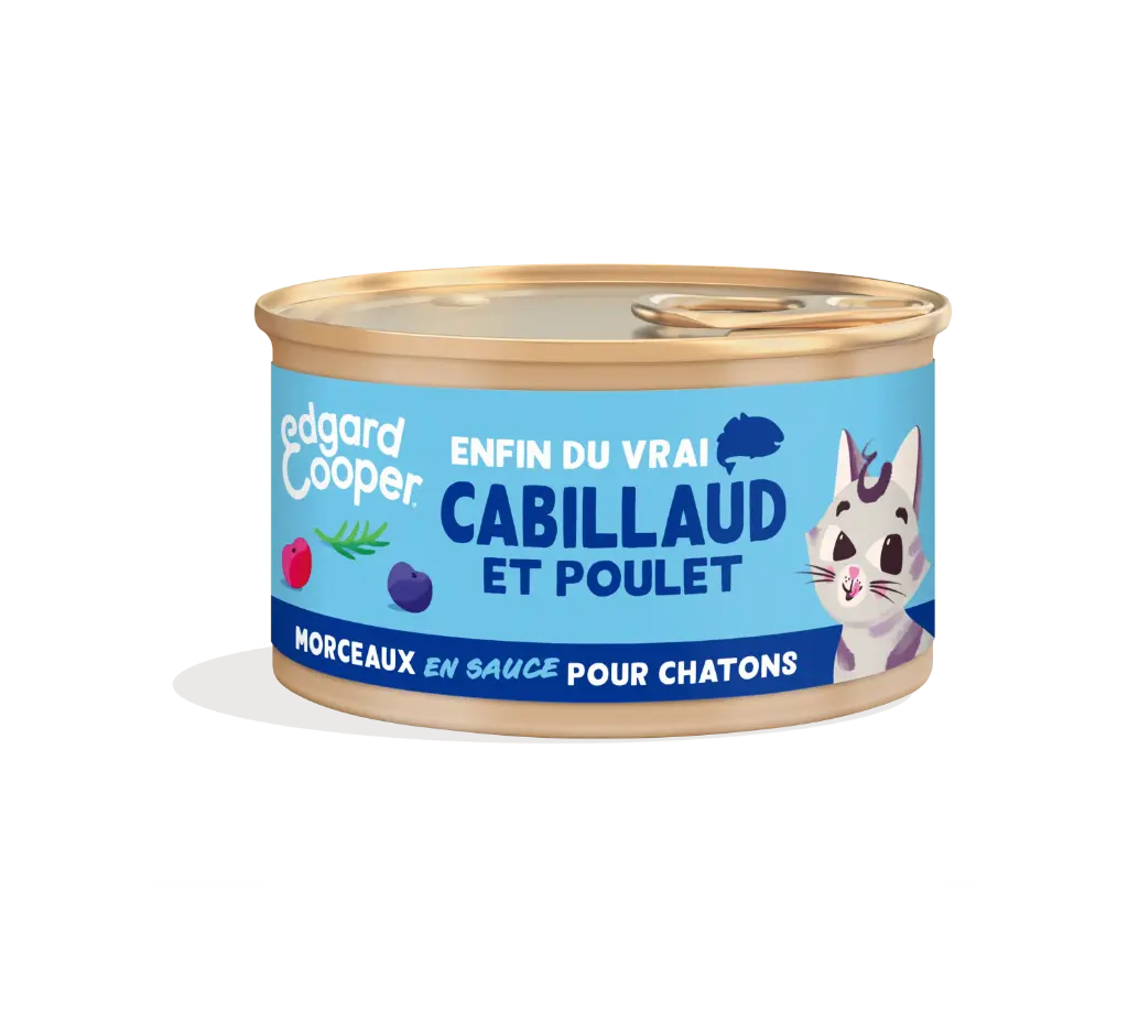 [16019] Morceaux en sauce pour chaton au cabillaud et au poulet (85 g) - Edgard & Cooper