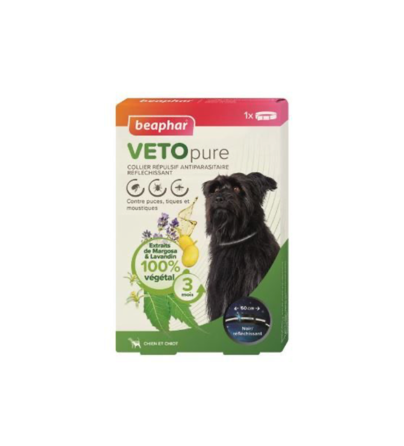 Collier VETOpure réfléchissant répulsif antiparasitaire pour chien - Beaphar
