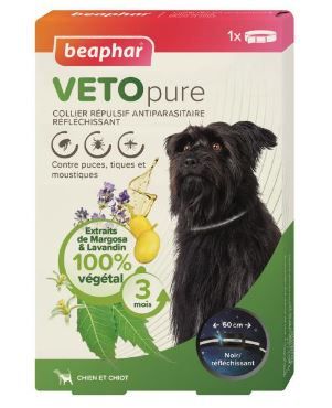 [16075] Collier VETOpure réfléchissant répulsif antiparasitaire pour chien - Beaphar