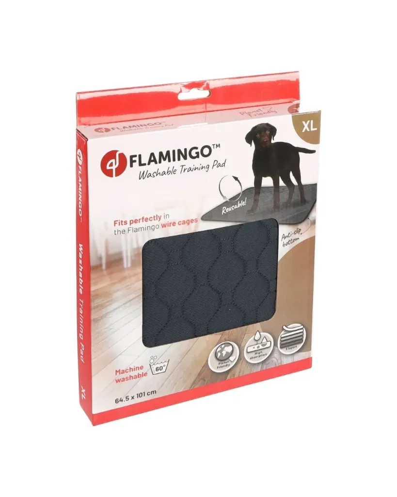 [16108_28680] Tapis d'entraînement lavable gris Patsy (XL) - Flamingo