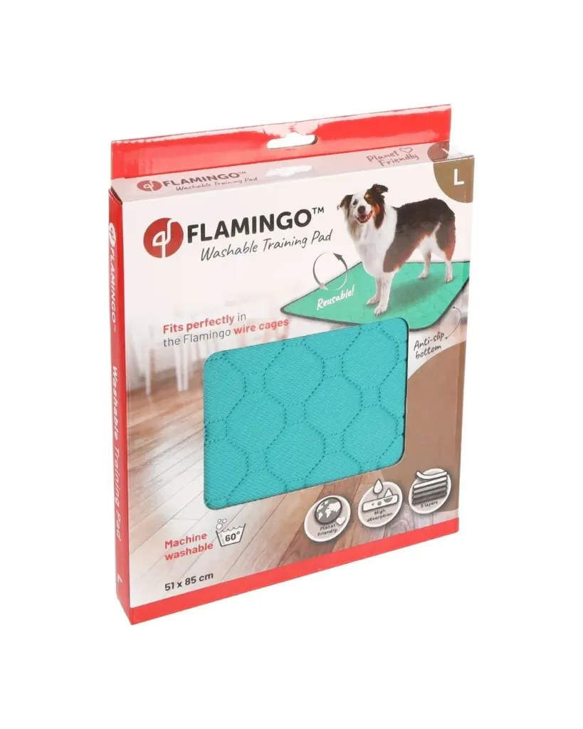 Tapis d'entraînement lavable vert Patsy (L) - Flamingo