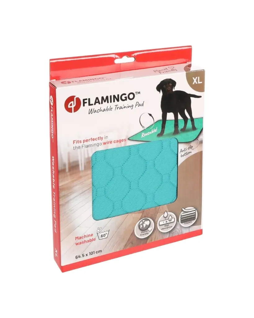 [16108_28685] Tapis d'entraînement lavable vert Patsy (XL) - Flamingo