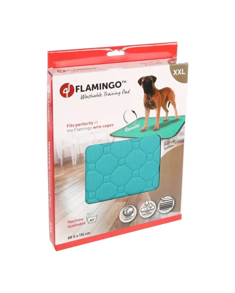 [16108_28686] Tapis d'entraînement lavable vert Patsy (XXL) - Flamingo