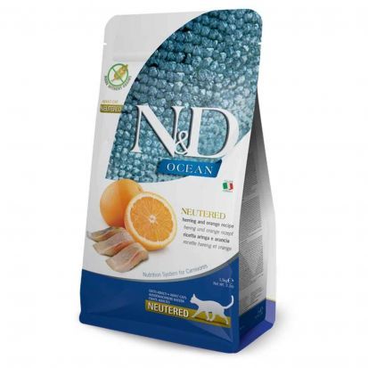 [16122_28883] Océan Hareng & Orange Chat Stérilisé (1.5 kg) - Farmina