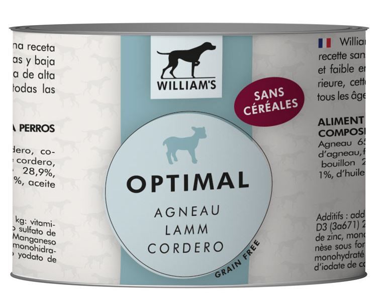 Pâtée pour chien William's Optimal à l'agneau (800 g) - William's