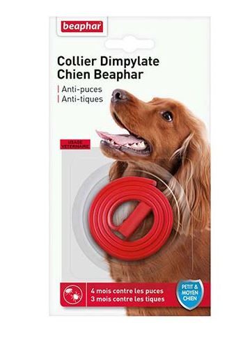 [16189_28800] Collier antiparasitaire Dimpylate chien (Rouge) - Beaphar