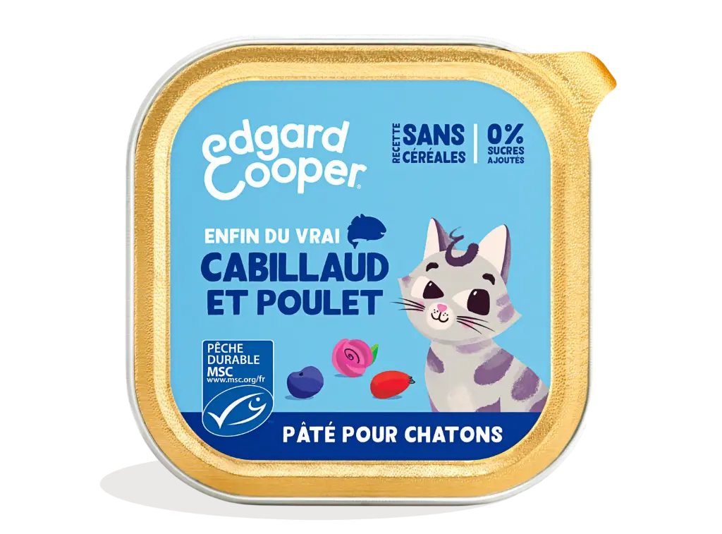 [16201] Pâté moelleuse pour chaton au cabillaud et au poulet (85 g) - Edgard & Cooper