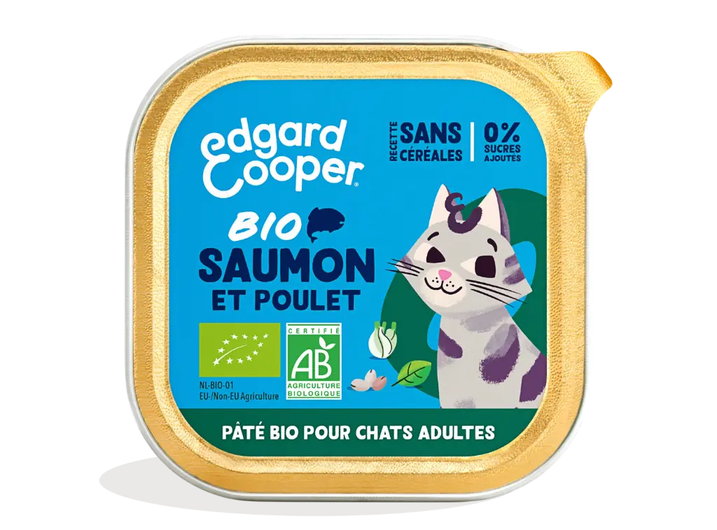 Pâté moelleuse pour chat au saumon et au poulet bio (85 g) - Edgard & Cooper