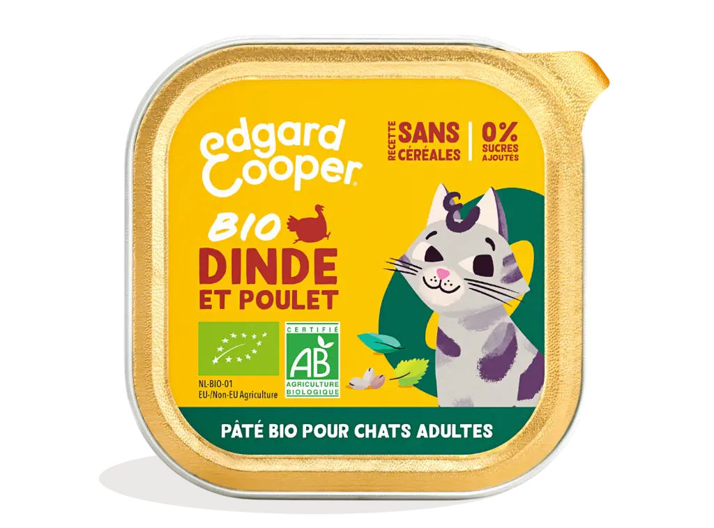 [16208] Pâté moelleuse pour chat à la dinde et au poulet bio (85 g) - Edgard & Cooper