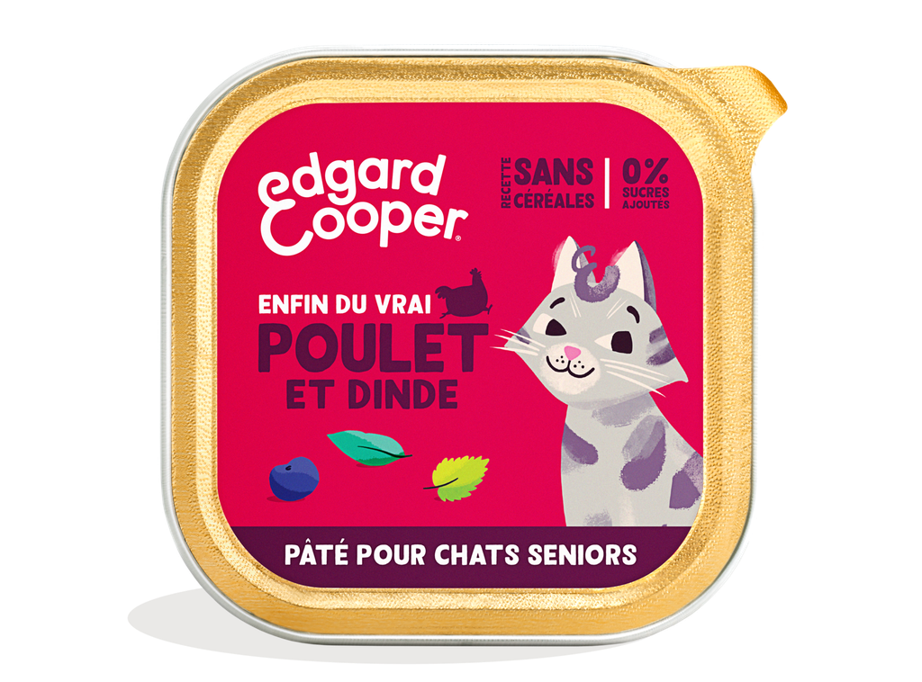 Pâté moelleuse pour chat senior au poulet et à la dinde (85 g) - Edgard & Cooper