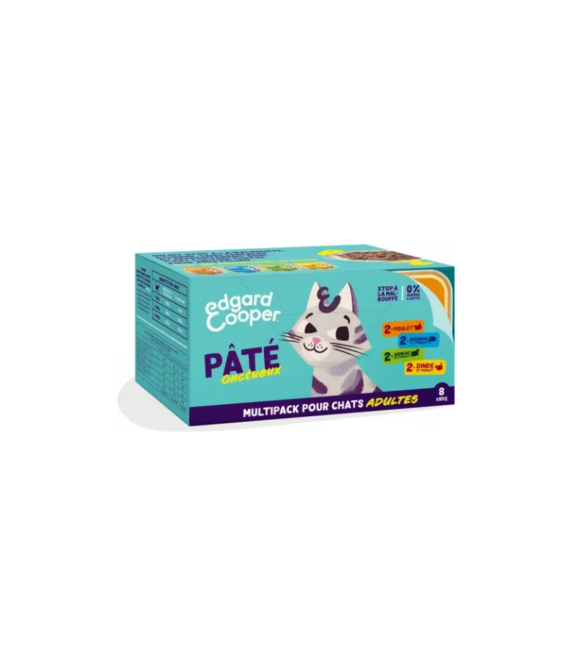 Multipack de pâtés pour chat adulte (8 x 85 g) - Edgard & Cooper
