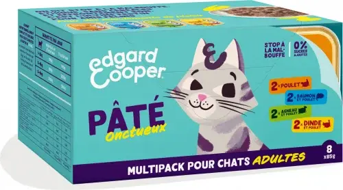 Multipack de pâtés pour chat adulte (8 x 85 g) - Edgard & Cooper