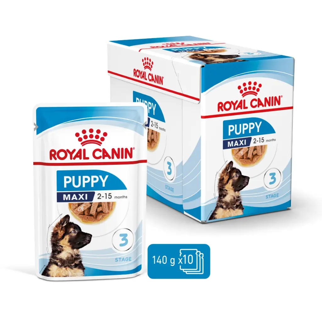 [16219] Bouchées en sauce Puppy Maxi (10 sachets 140 g) - Royal Canin