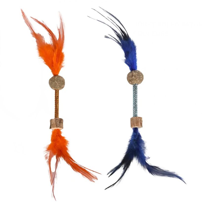 Duo de jouets Boleo Bâton pour chat - Flamingo