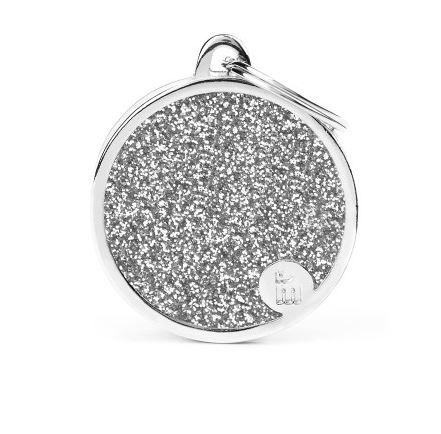 [16407] Médaille Shine "Rond Grand Glitter Gris" - Trixie
