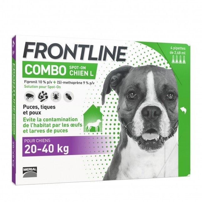 Frontline Combo Spot On Chien 20-40 kg (4 pipettes) - Merial