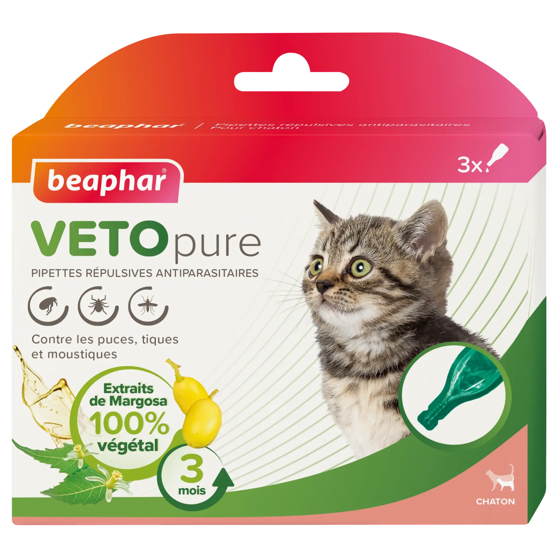 Pipettes Antiparasitaires Vetopure "Chaton" (3 pipettes) - Beaphar