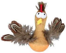 Poulet culbuto avec plume 'son' - 10 cm