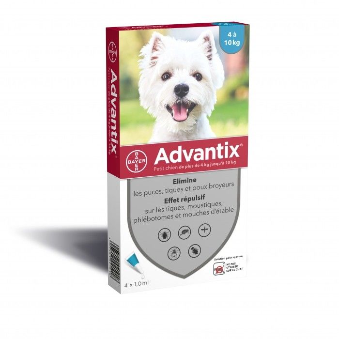 Advantix petit chien 4/10 kg (4 pipettes) - Bayer