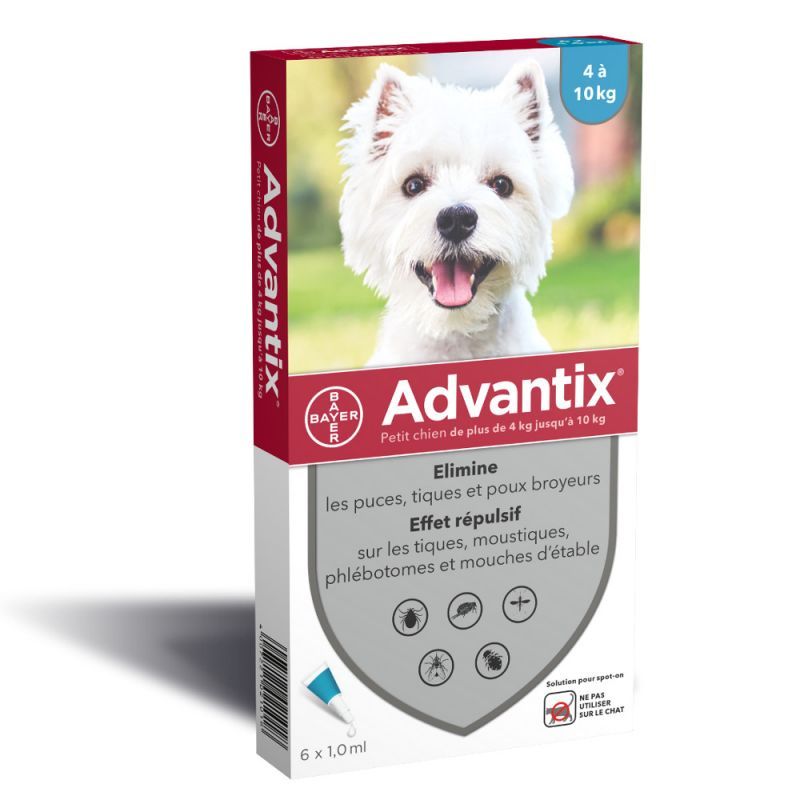 Advantix petit chien 4/10 kg (6 pipettes) - Bayer