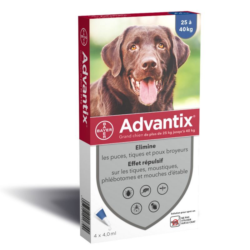 Advantix grand chien 25/40 kg (4 pipettes) - Bayer