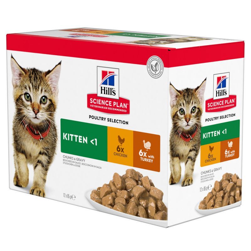 Kitten Sachet repas Multipack Dinde et Poulet (12 sachets 85 g) - Hill's Science Plan