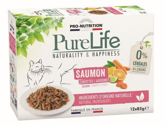PureLife Chat Wet Saumon (12 sachets 85 g) - Pro-Nutrition Flatazor