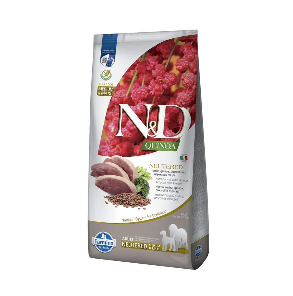 [53829] Quinoa Stérilisé Chien Adulte Medium / Maxi Canard Brocolis & Asperge (12 kg) - Farmina