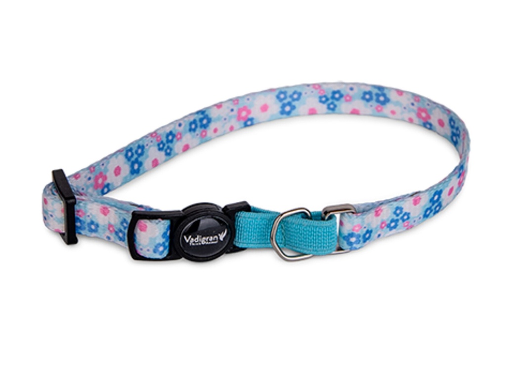 Collier chat à fleurs (Bleu) - Vadigran