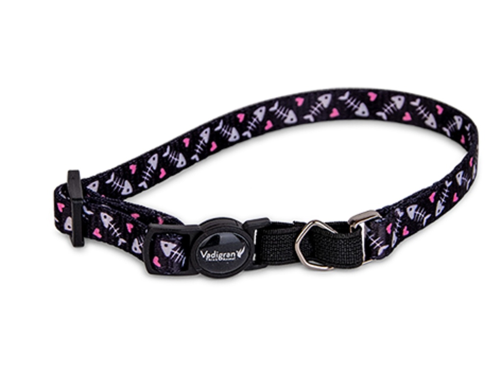 Collier chat poissons noir - Vadigran