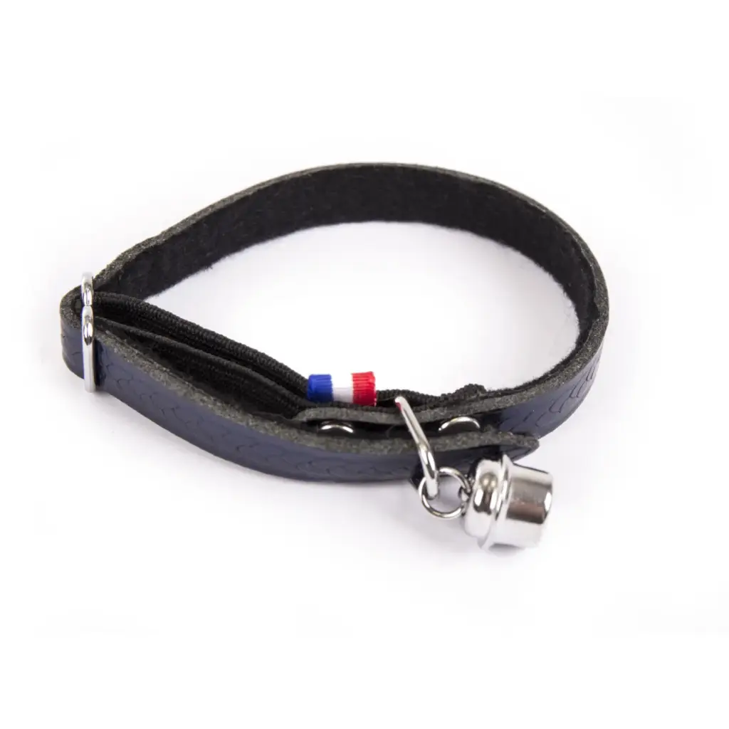 [53969-003] Collier pour chat en cuir tressé (Bleu) - Martin Sellier