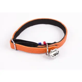 [53970-002] Collier pour chat en cuir Farandole (Orange) - Martin Sellier