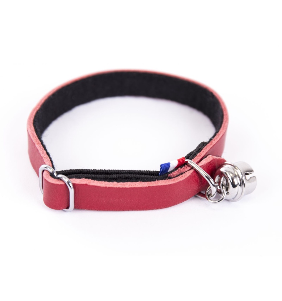 Collier pour chat en cuir feutrine (Rouge) - Martin Sellier