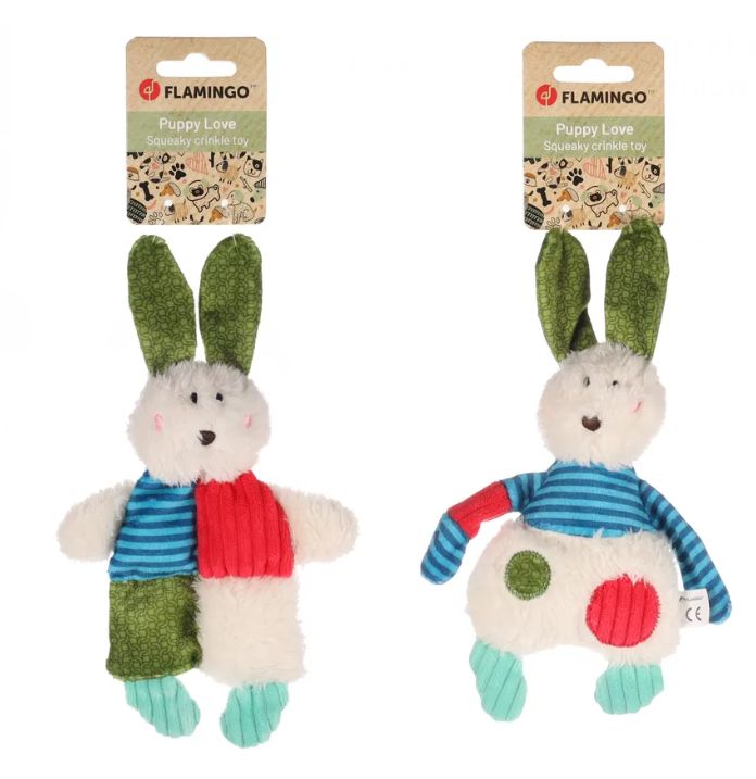 Jouet chiot Plako lapin - Flamingo