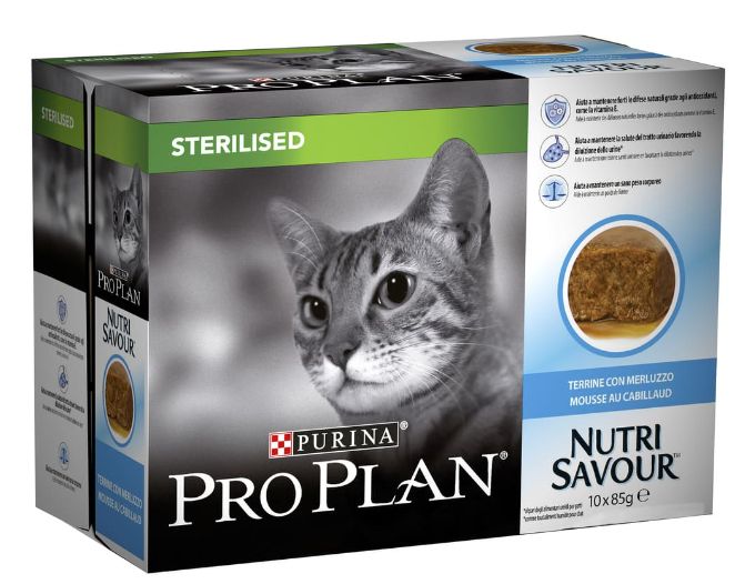 [54106] Pro Plan Sterilised Nutrisavour Mousse au cabillaud (10 sachets 85 g) - Purina