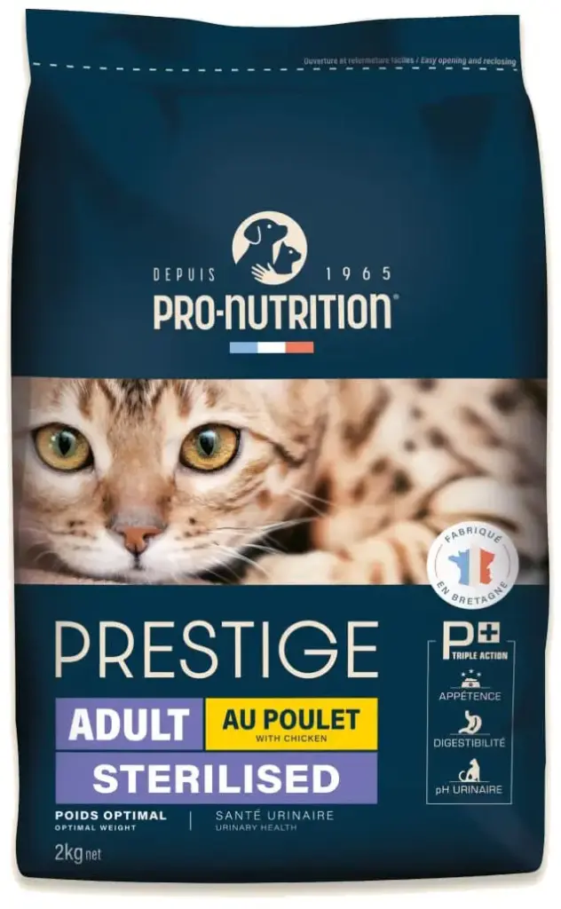 [54177-002] Prestige Chat Stérilisé au poulet (10 kg) - Pro-Nutrition Flatazor