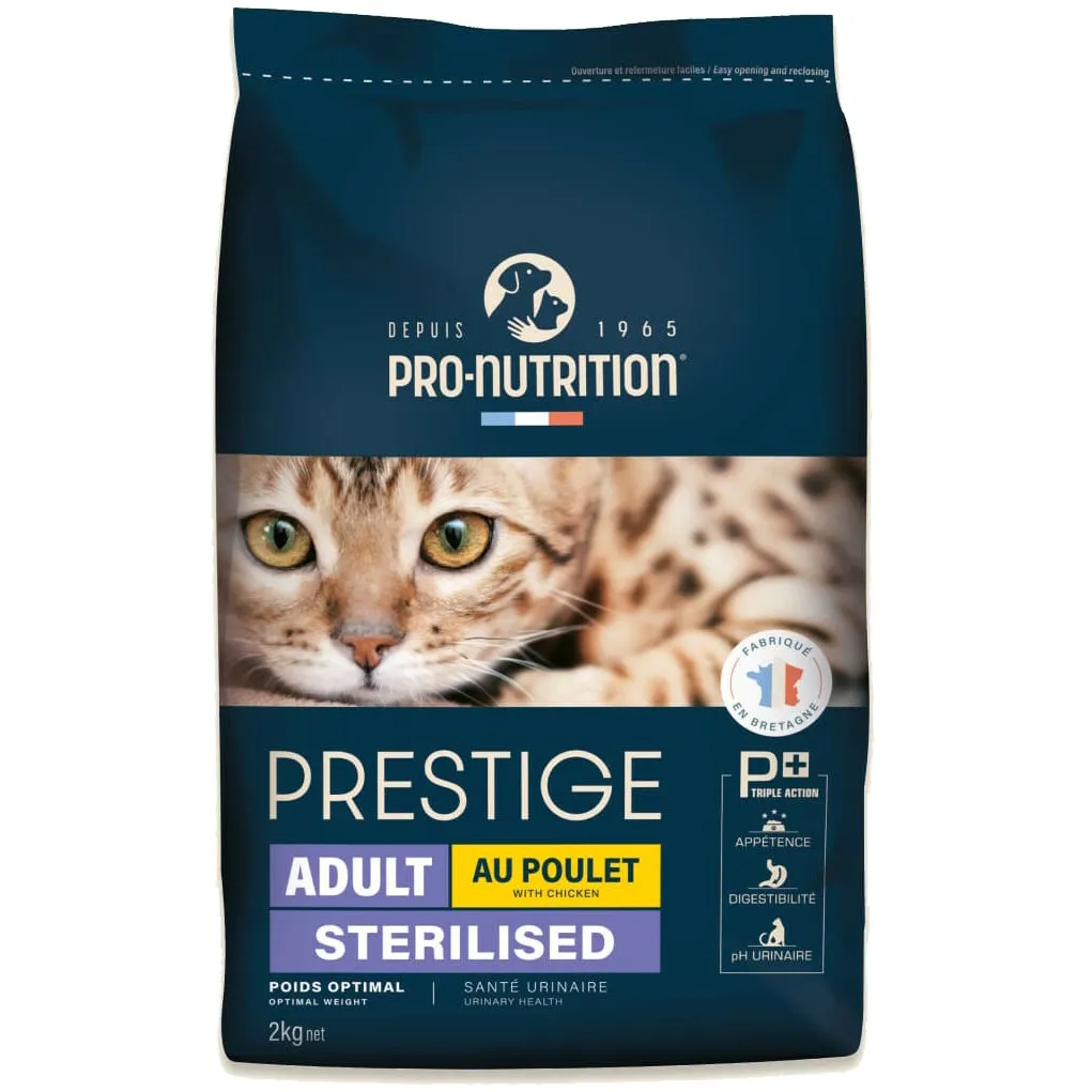 [54177-003] Prestige Chat Stérilisé au poulet (2 kg) - Pro-Nutrition Flatazor