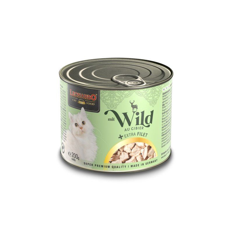 Pâtée en conserve pour chat Filet Extra au gibier (200 g) - Léonardo