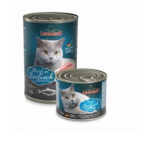Boîte de patée riche en poisson de mer pour chat (200 g) - Léonardo
