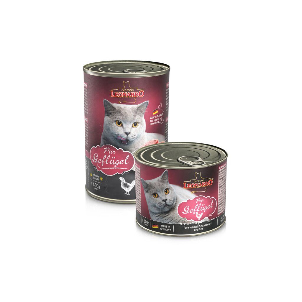 Boite de pâtée pure volaille pour chat (200 g) - Léonardo