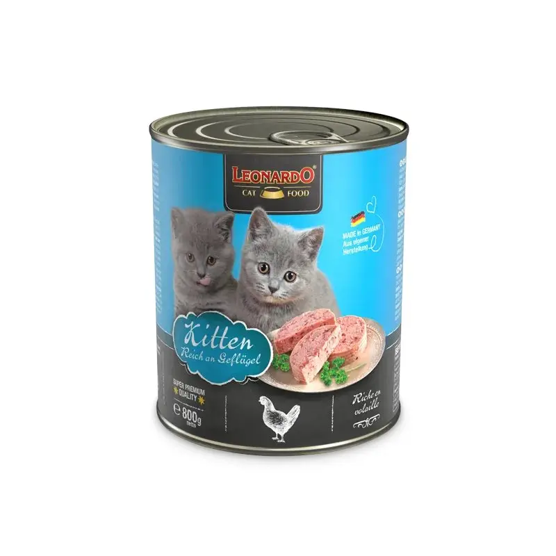 Boite de patée riche en volaille pour kitten (800 g) - Léonardo