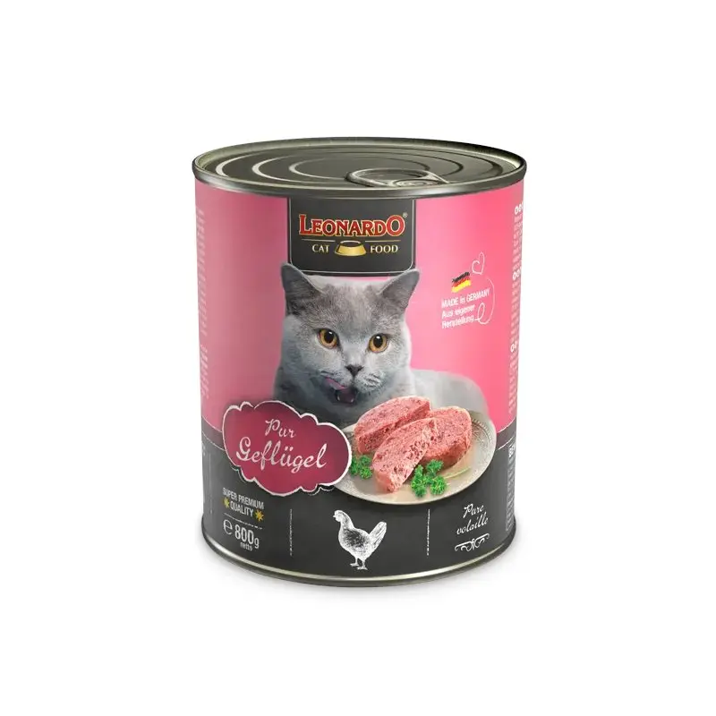 Boite de patée pour chat pure volaille (800 g) - Léonardo