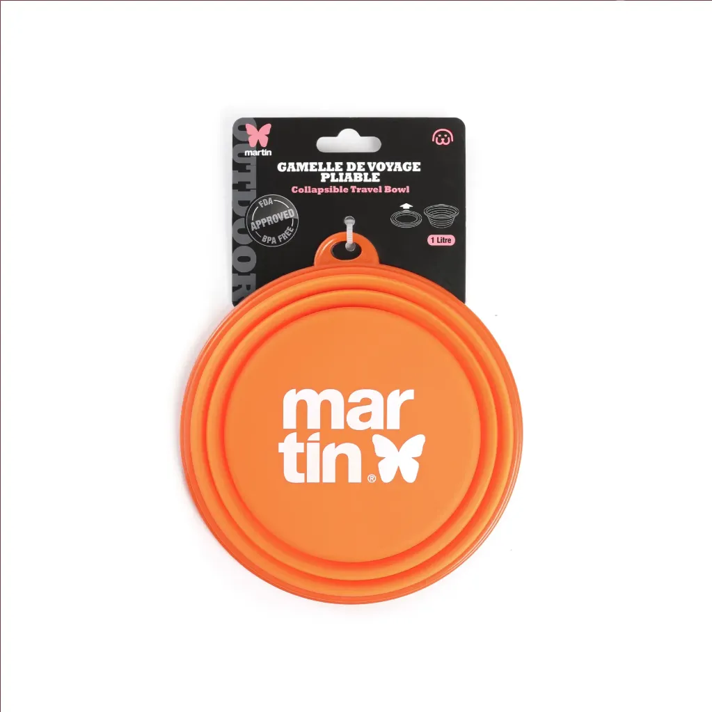 Gamelle de voyage en silicone orange (1 litre) - Martin Sellier
