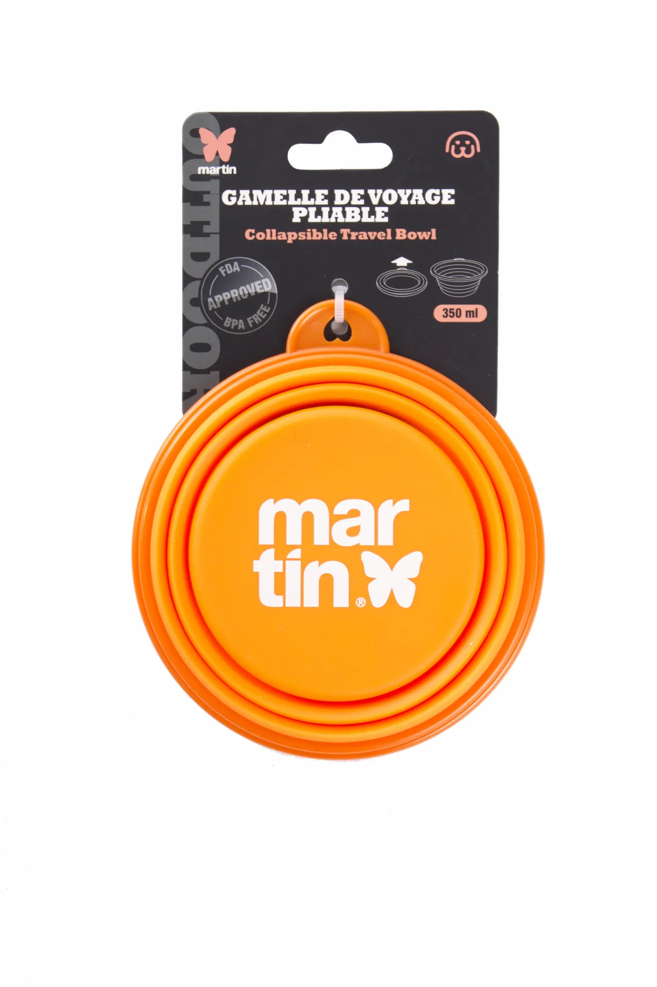 Gamelle de voyage en silicone orange (350 ml) - Martin Sellier