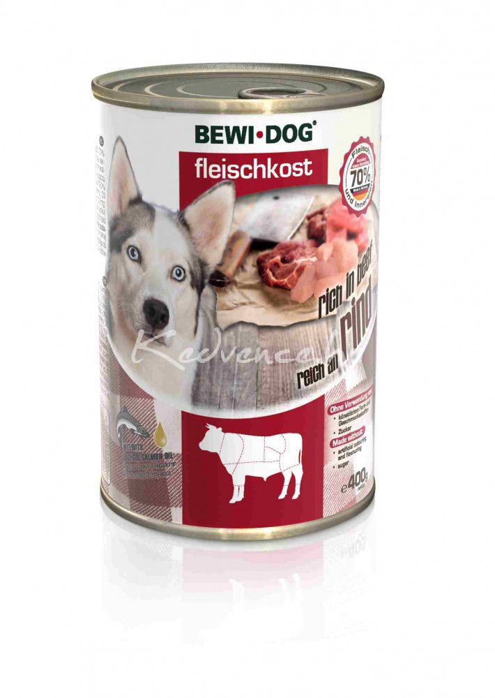 Pâtée en boite pour chien riche en boeuf (800 g) - BewiDog