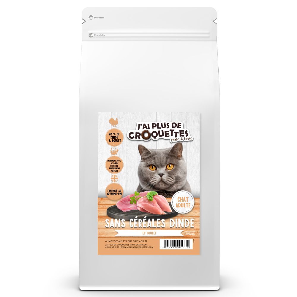 Chat Adulte - Dinde et Poulet (1.5 kg) - J'ai plus de croquettes