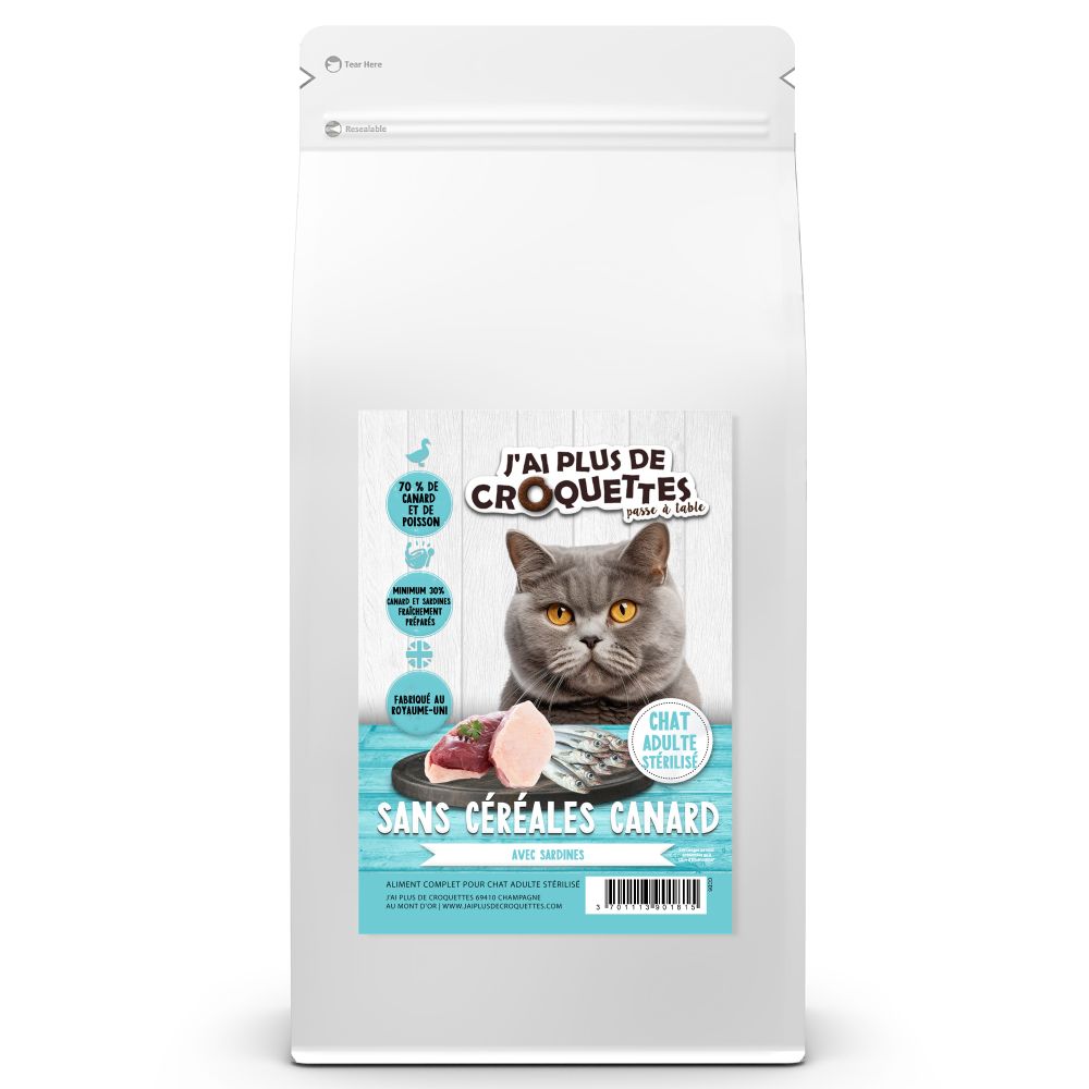 [54694-002] Chat Adulte Stérilisé - Canard avec Sardines (1.5 kg) - J'ai plus de croquettes