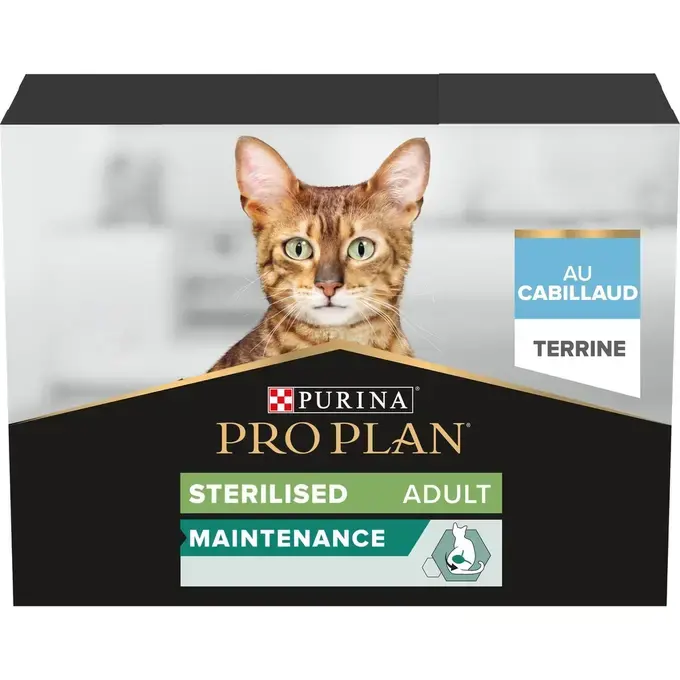 Sterilised Cat Adult Maintenance Terrine pour chat au cabillaud (10 sachets 75 g) - Pro Plan